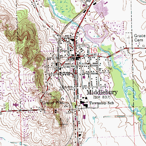 Topographic Map of First United Methodist Church of Middlebury, IN