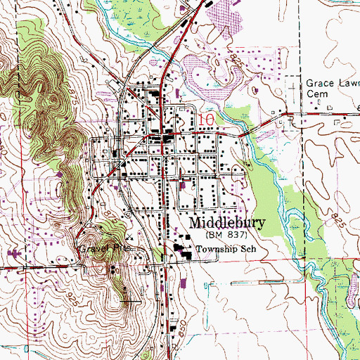 Topographic Map of First Mennonite Church, IN