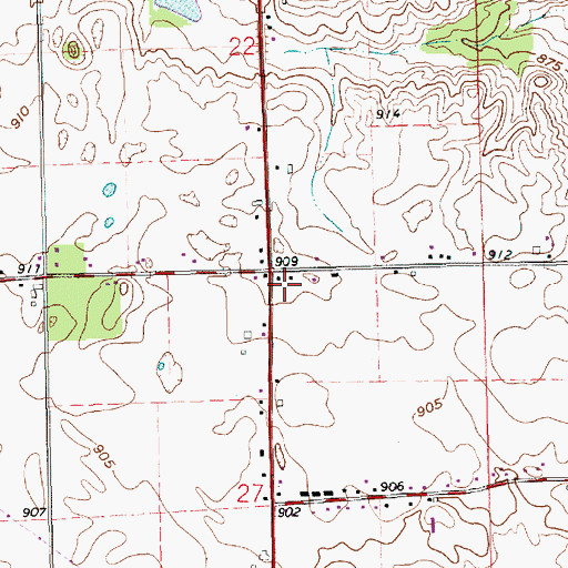 Topographic Map of Griner Mennonite Church, IN