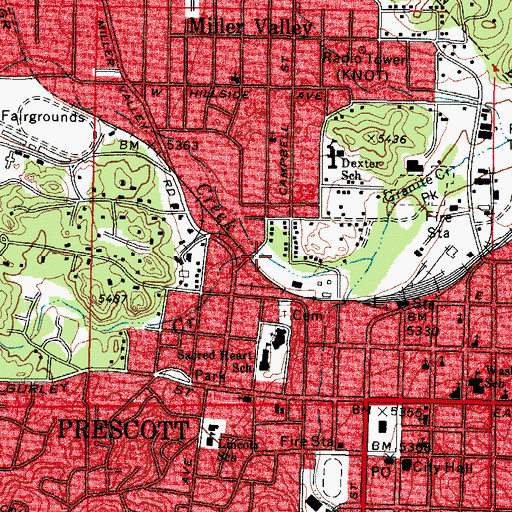 Topographic Map of Butte Creek, AZ