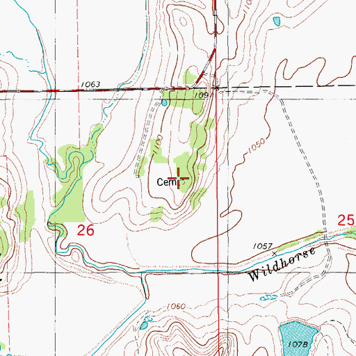 Topographic Map of Cruce Cemetery, OK