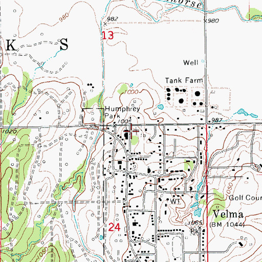 Topographic Map of Old Velma Cemetery, OK