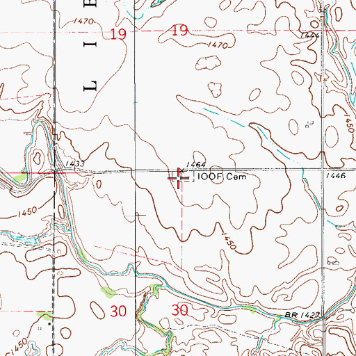 Topographic Map of Avard Cemetery, OK