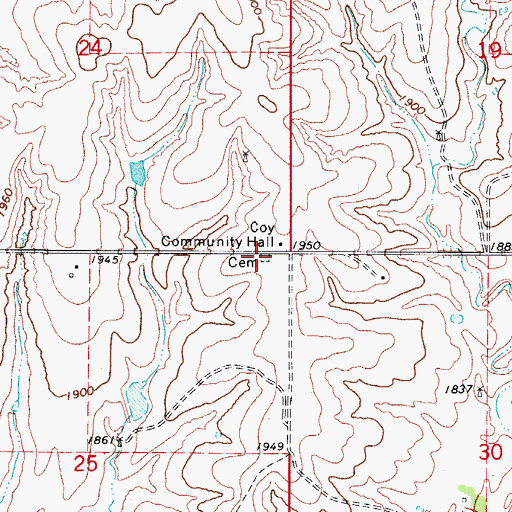 Topographic Map of Coy Cemetery, OK