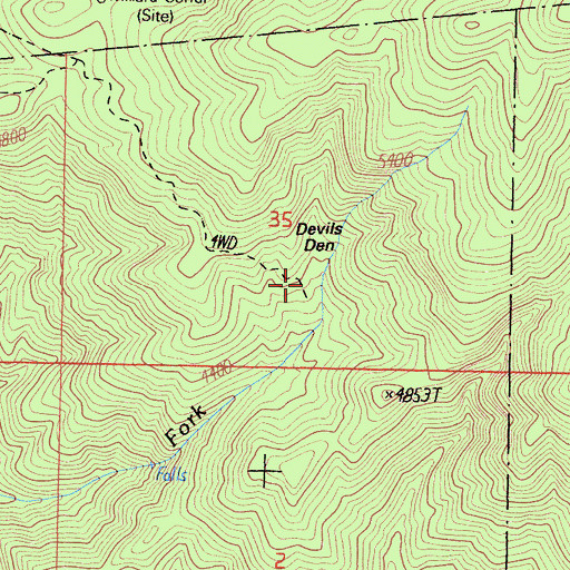 Topographic Map of Devils Den, CA