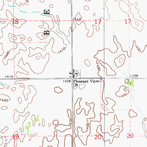 Topographic Map of Pleasant View Cemetery, OK