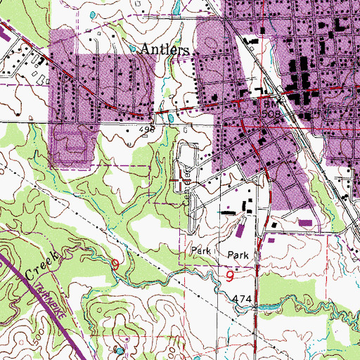 Topographic Map of Antlers City Cemetery, OK