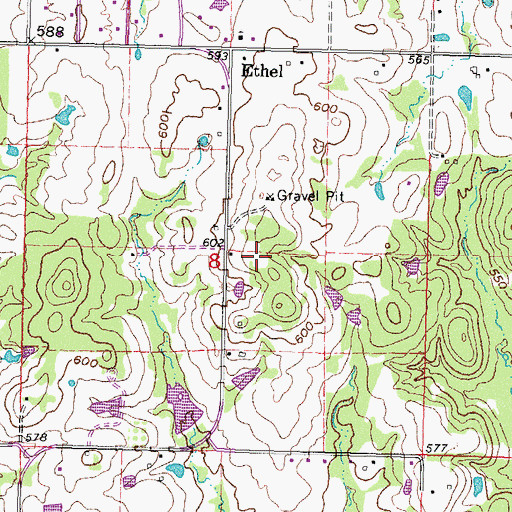 Topographic Map of Ethel Cemetery, OK