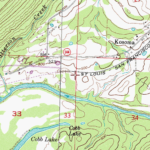 Topographic Map of Kosoma Cemetery, OK