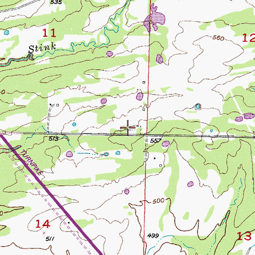 Topographic Map of Rocky Point Cemetery, OK