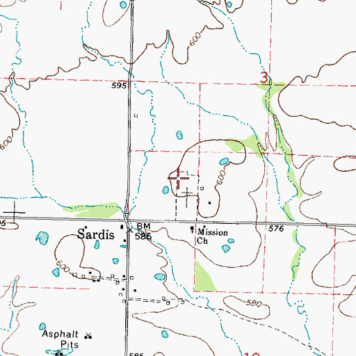 Topographic Map of Sardis Cemetery, OK