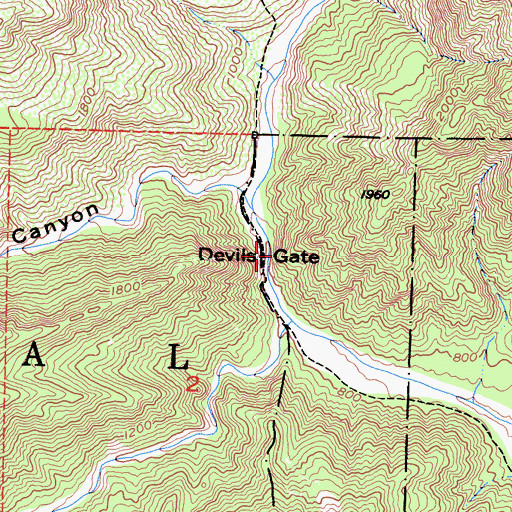 Topographic Map of Devils Gate, CA