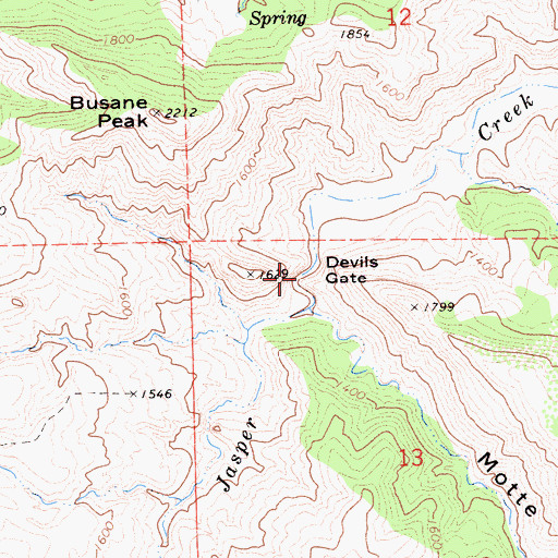 Topographic Map of Devils Gate, CA