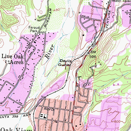 Topographic Map of Devils Gulch, CA