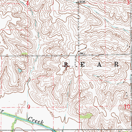Topographic Map of Bear Creek Dairy, IA