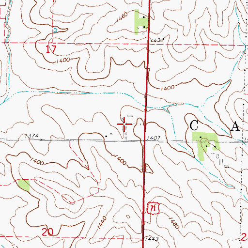 Topographic Map of Jack Farms, IA