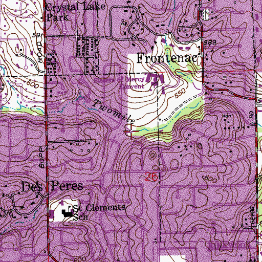 Topographic Map of Claychester Creek, MO