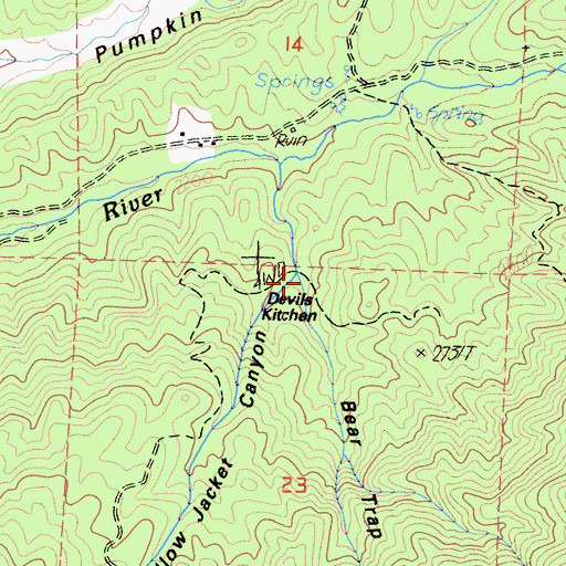 Topographic Map of Devils Kitchen, CA