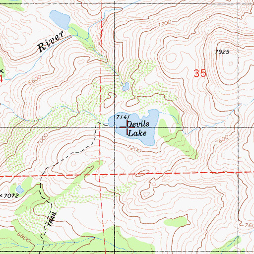 Topographic Map of Devils Lake, CA