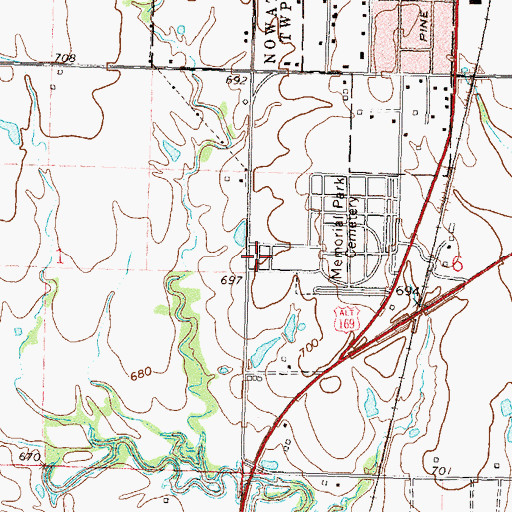 Topographic Map of Lincoln Cemetery, OK