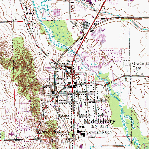 Topographic Map of Middlebury Community Public Library, IN