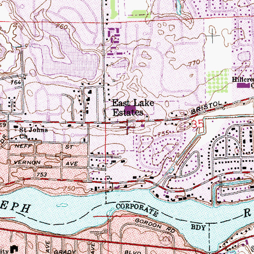 Topographic Map of Elkhart Public Library Osolo Branch, IN