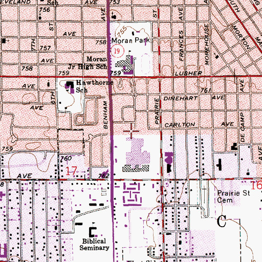 Topographic Map of Elkhart Public Library Pierre Moran Branch, IN