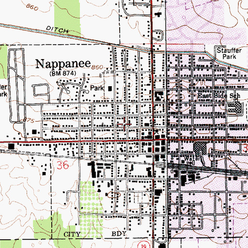 Topographic Map of Living Gospel Church, IN