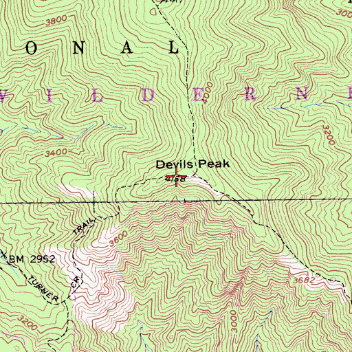 Topographic Map of Devils Peak, CA