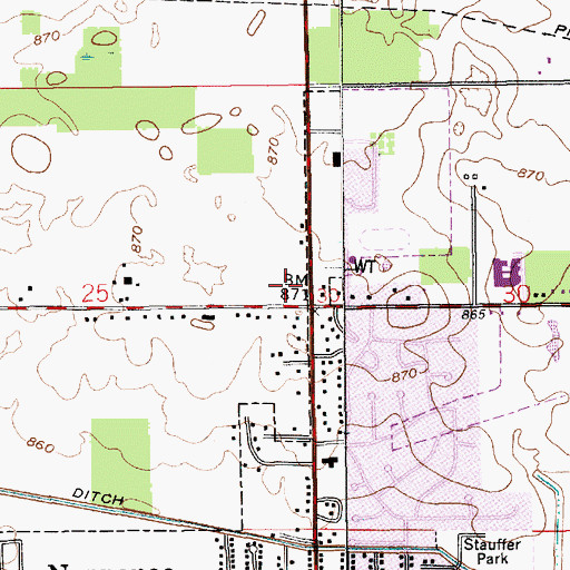 Topographic Map of First Brethren Church, IN