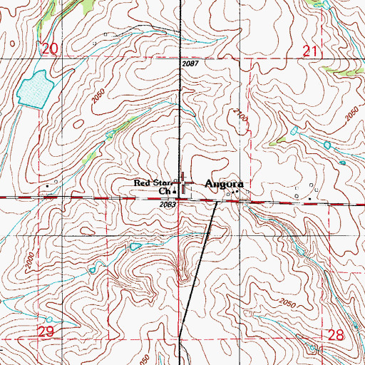 Topographic Map of Red Star Cemetery, OK