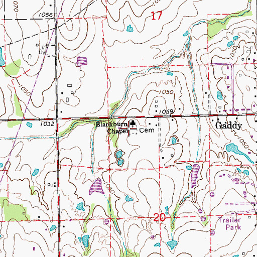 Topographic Map of Blackburn Chapel Cemetery, OK