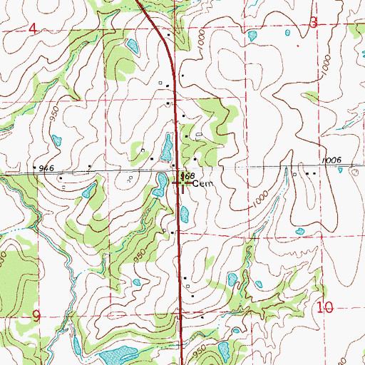 Topographic Map of Dalton Cemetery, OK