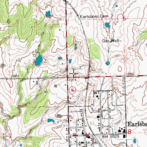 Topographic Map of Earlsboro Cemetery, OK