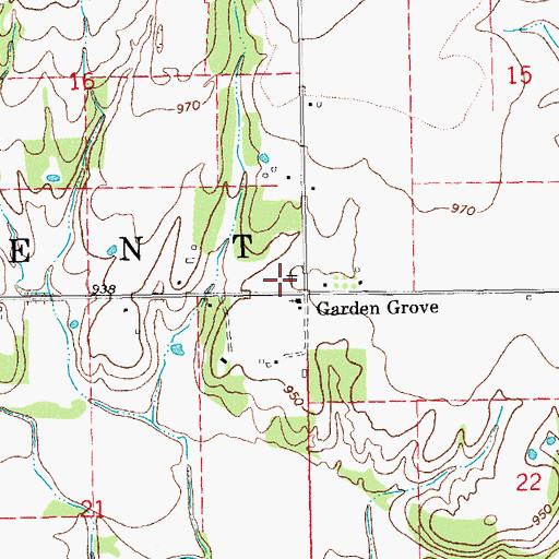 Topographic Map of Garden Grove Cemetery, OK
