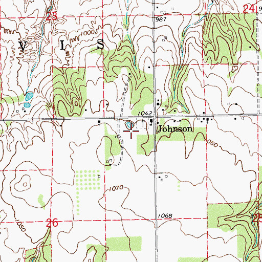 Topographic Map of Johnson Cemetery, OK