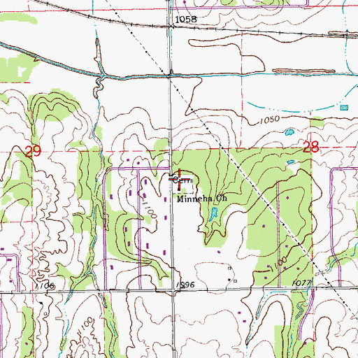 Topographic Map of Minneha Cemetery, OK