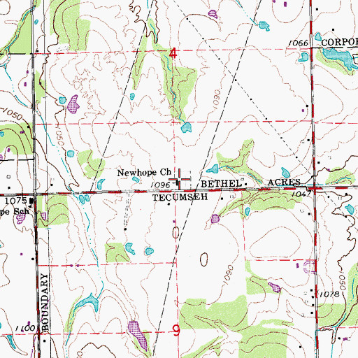 Topographic Map of New Hope Cemetery, OK