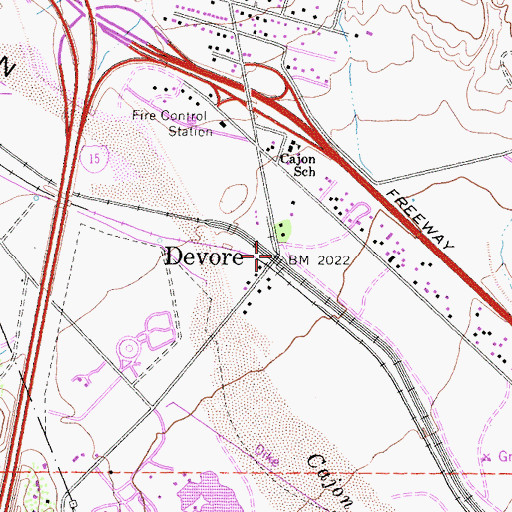 Topographic Map of Devore, CA