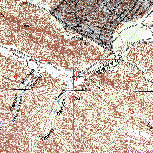 Topographic Map of Dewitt Canyon, CA