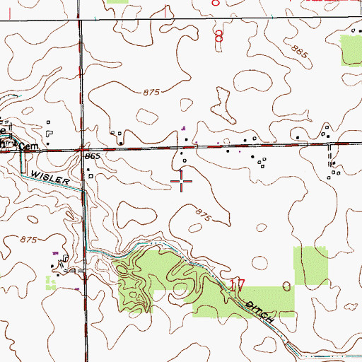 Topographic Map of Rummel Farms, IN