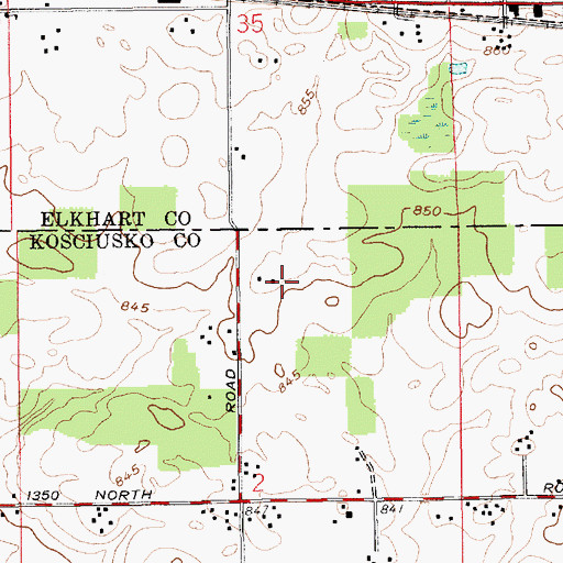 Topographic Map of Slabaugh Farms, IN