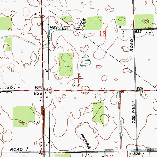 Topographic Map of Hill Top Duck Farm, IN