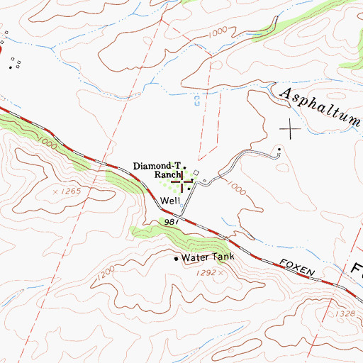Topographic Map of Diamond-T Ranch, CA