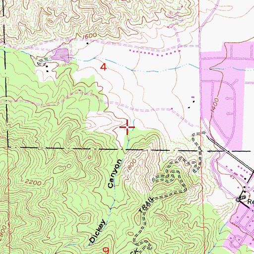 Topographic Map of Dickey Canyon, CA