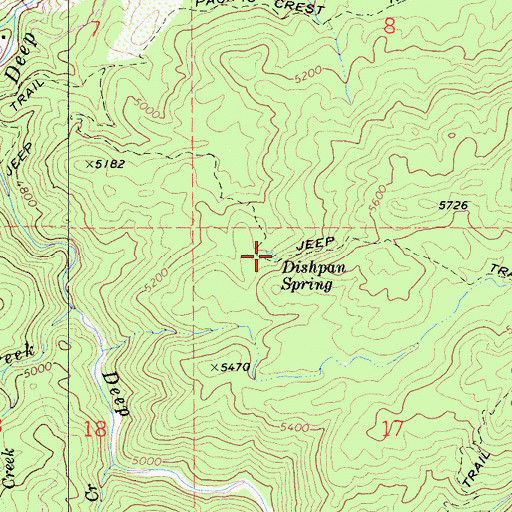 Topographic Map of Dishpan Spring, CA