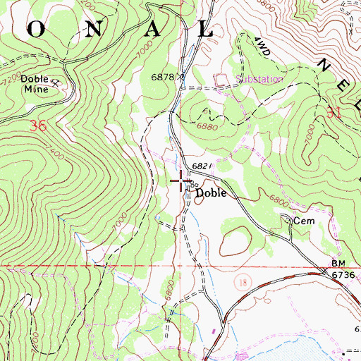 Topographic Map of Doble, CA