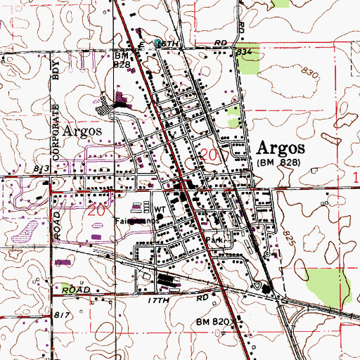 Topographic Map of Argos Public Library, IN