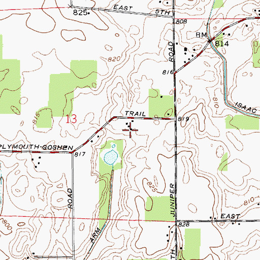 Topographic Map of Berger Farms, IN