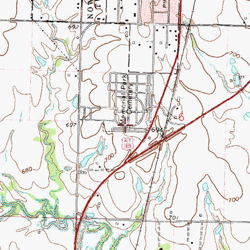 Topographic Map of Nowata County Relocated Cemeteries, OK